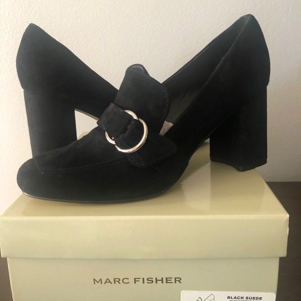 EXCELLENT CONDITION “CAILA 2” MARC FISHER BLACK SUEDE HEELS 👠 9.5M